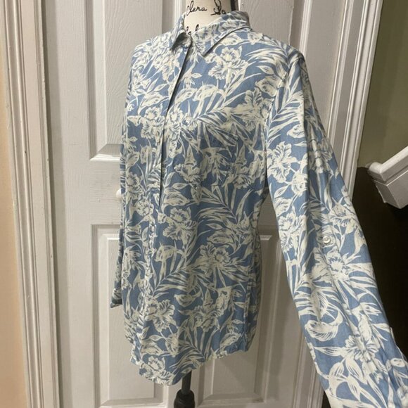 Tommy Bahama flora print sketched Woman Island trend blouse 100% Tercel  Size M - Picture 12 of 14